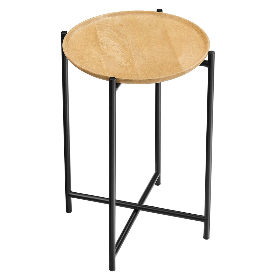 Xander Round Wood and Metal Side Table