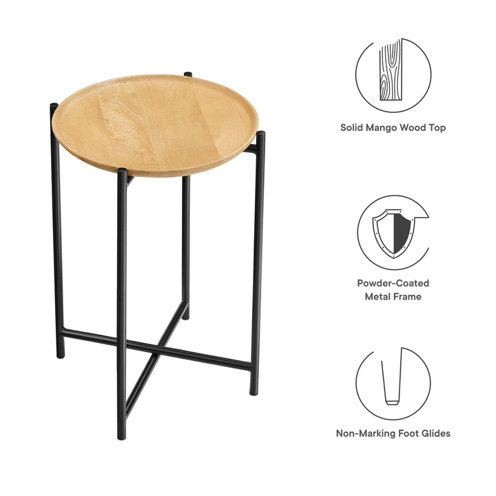 Xander Round Wood and Metal Side Table