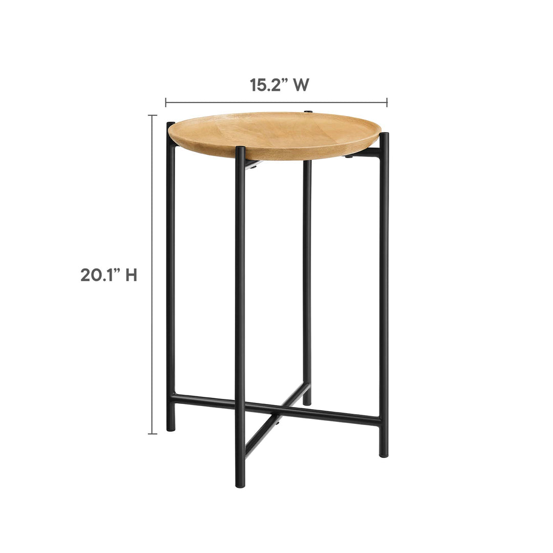 Xander Round Wood and Metal Side Table