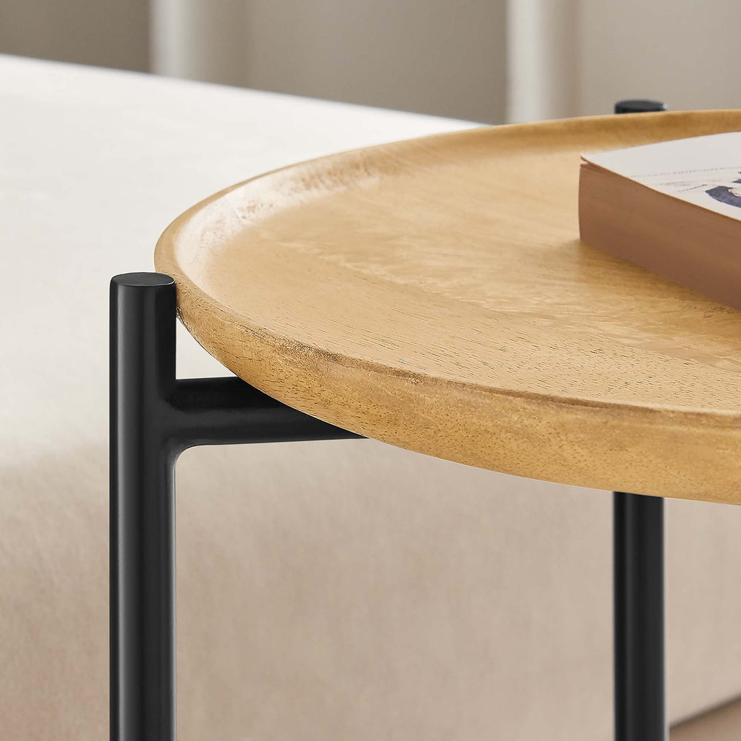 Xander Round Wood and Metal Side Table