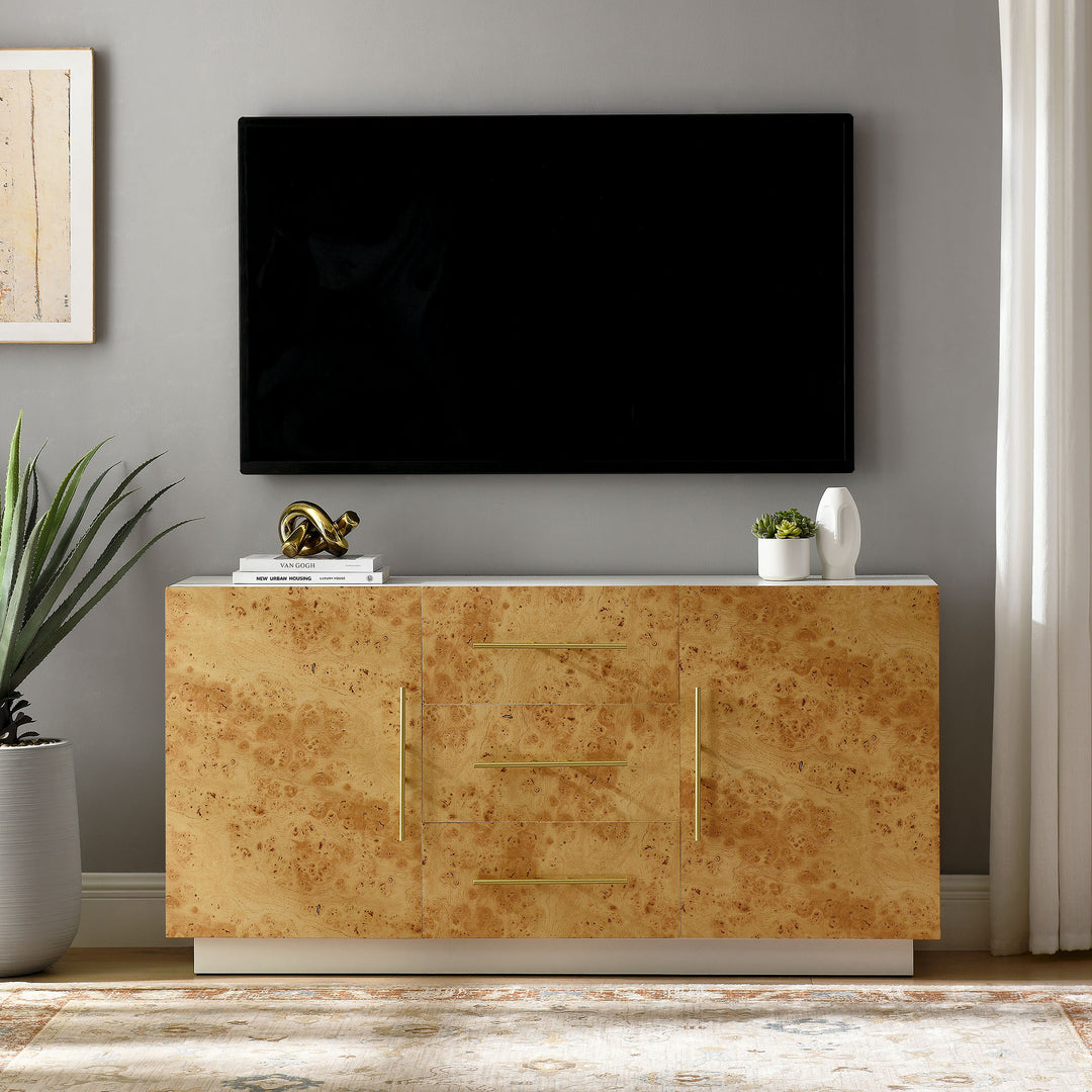 Avery 59 Inch Burl Wood Sideboard Buffet TV Stand