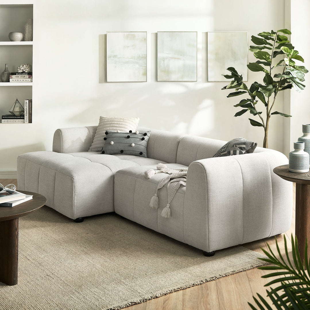 Landon Left-Facing Linen Lounge Sofa with Chaise