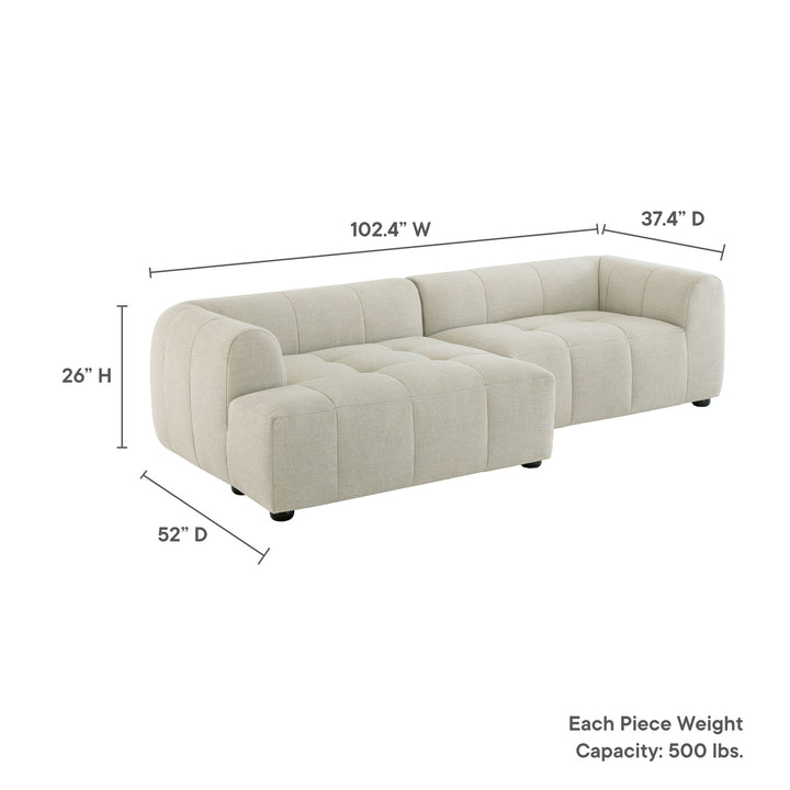 Landon Left-Facing Linen Lounge Sofa with Chaise