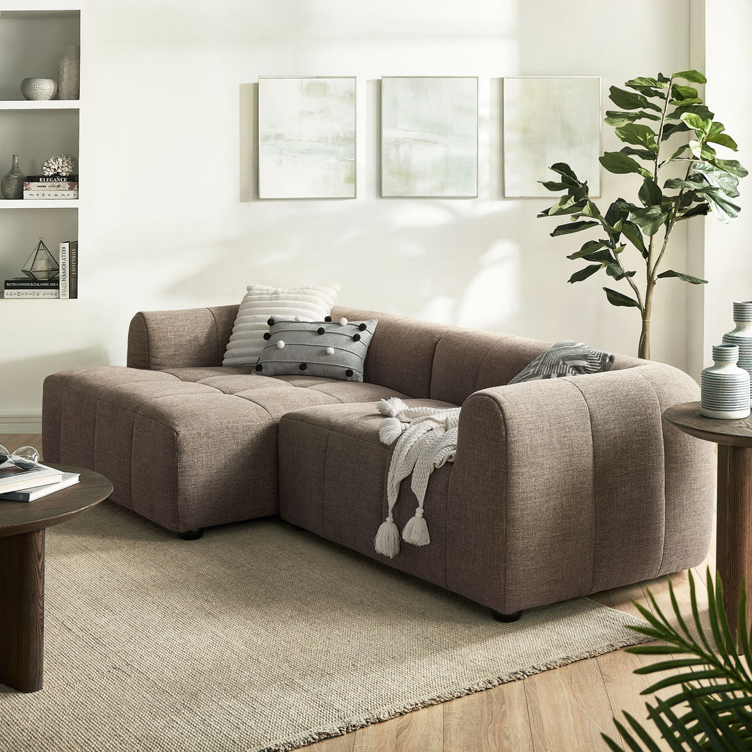 Landon Left-Facing Linen Lounge Sofa with Chaise