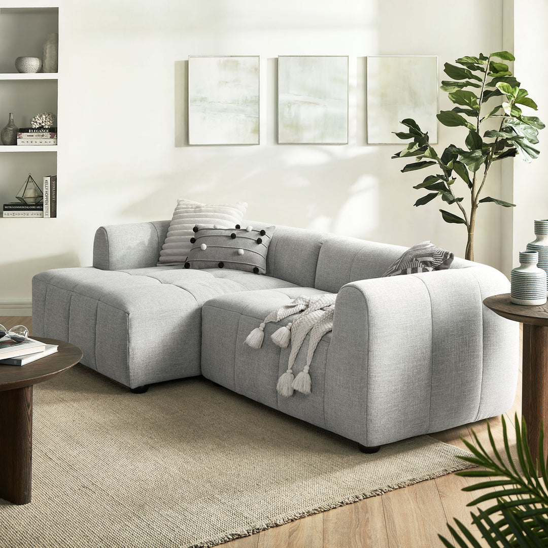 Landon Left-Facing Linen Lounge Sofa with Chaise