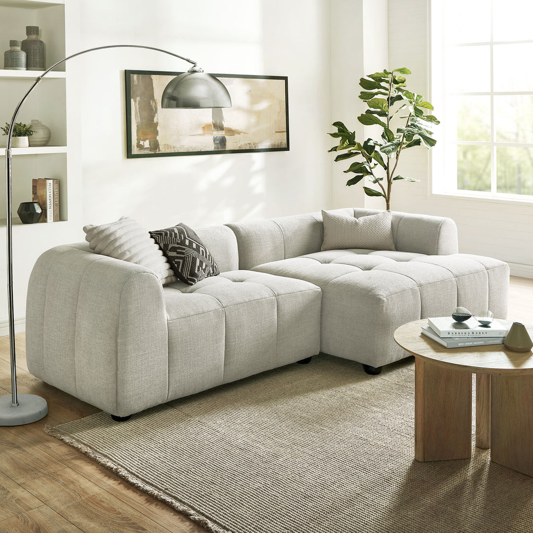 Luxe Right-Facing Upholstered Fabric Modular Sofa with Chaise