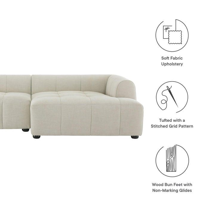 Luxe Right-Facing Upholstered Fabric Modular Sofa with Chaise