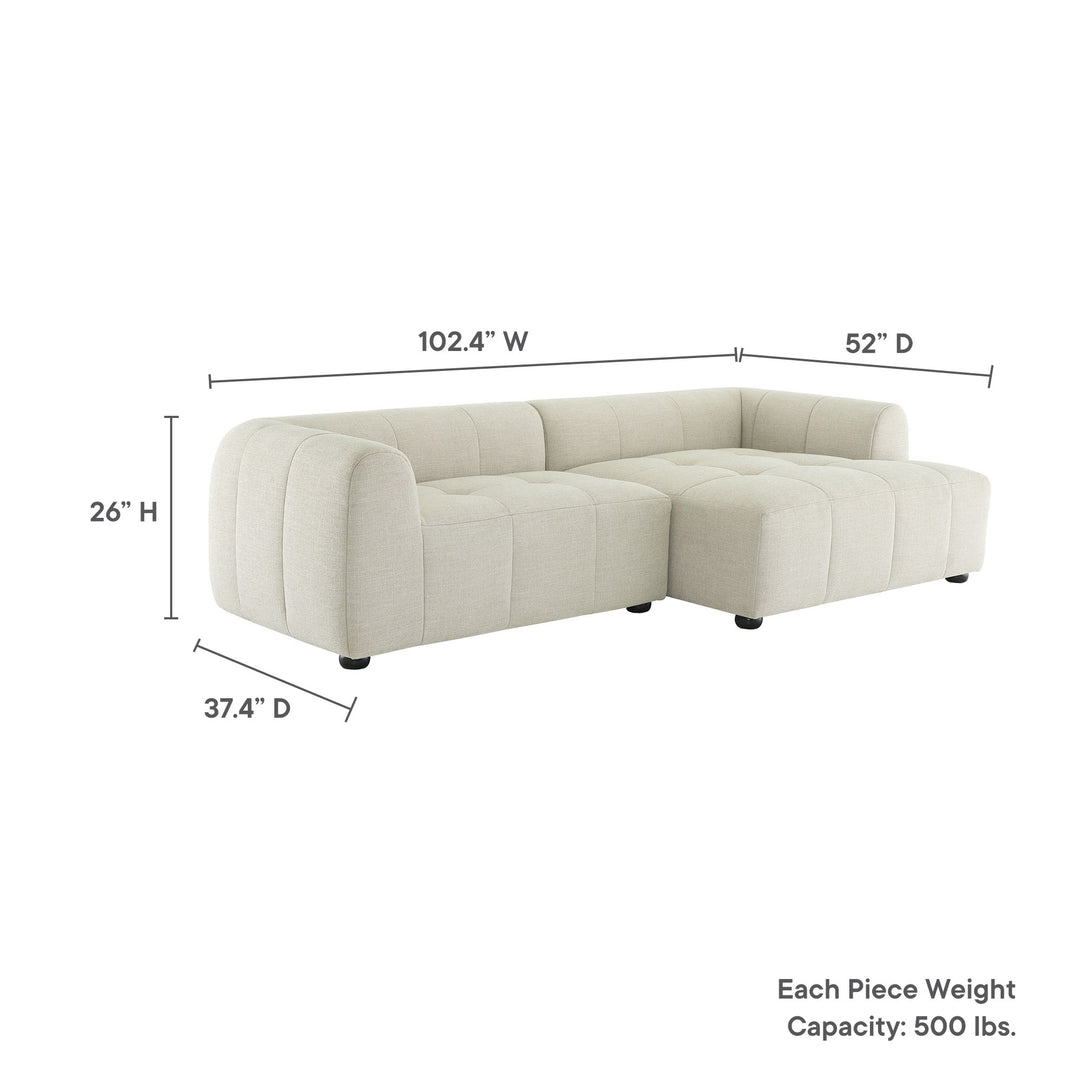 Luxe Right-Facing Upholstered Fabric Modular Sofa with Chaise