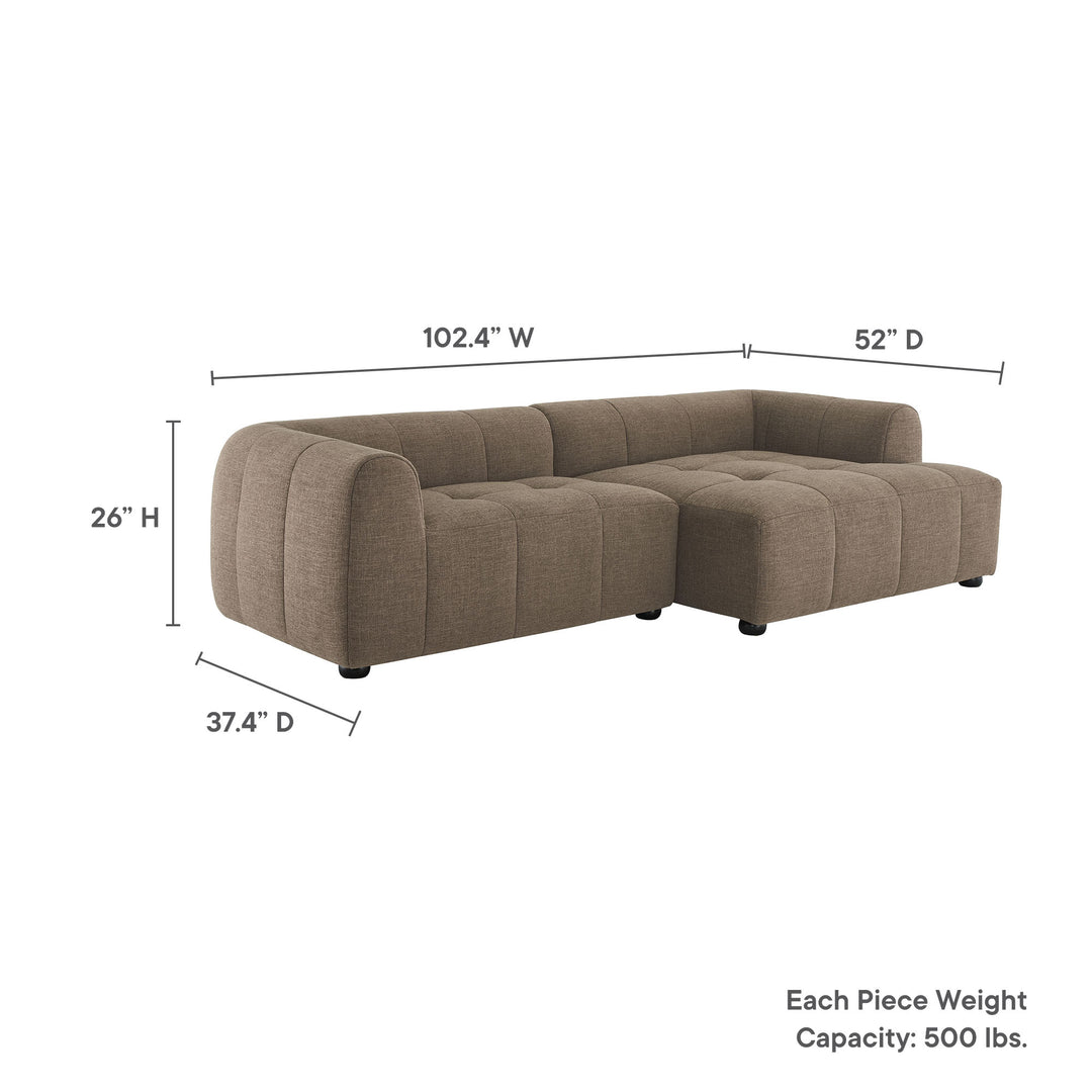 Lennox Right-Facing Upholstered Fabric Modular Sofa with Chaise