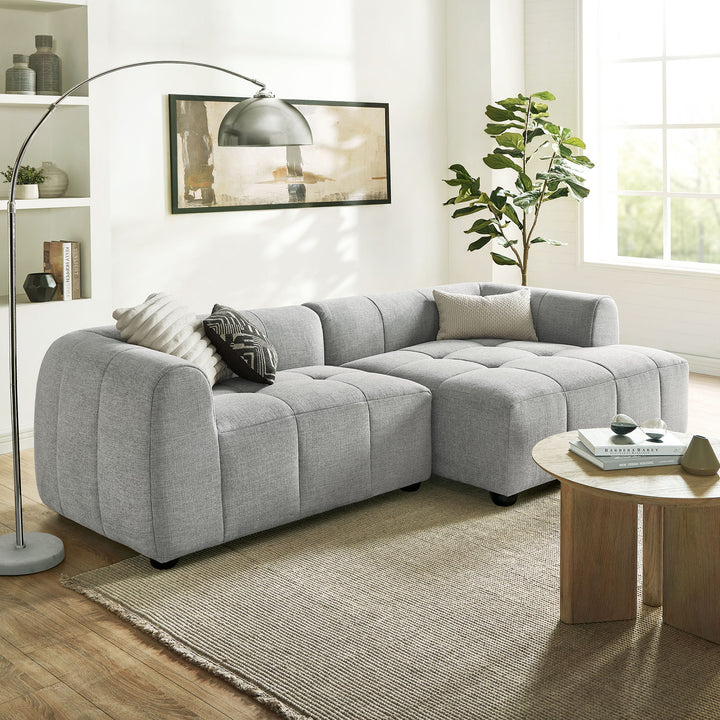 Luxe Right-Facing Upholstered Fabric Modular Sofa with Chaise