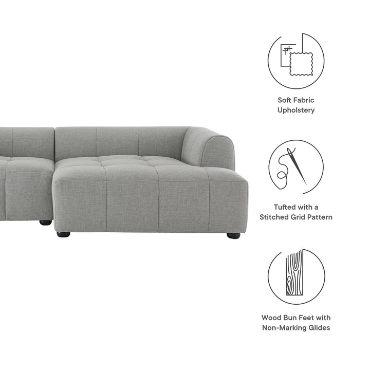 Luxe Right-Facing Upholstered Fabric Modular Sofa with Chaise