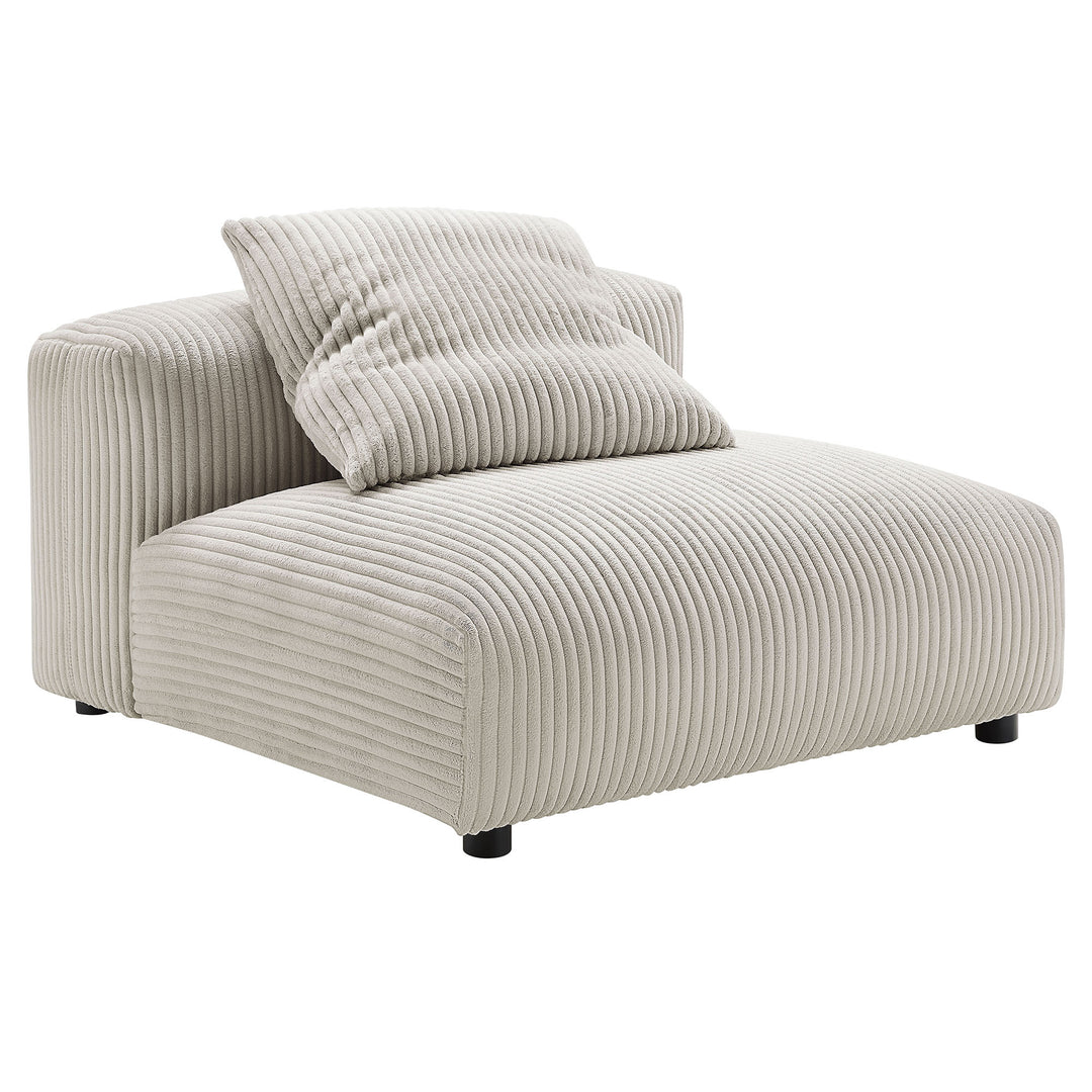 Serenity Modular Corduroy Upholstered Armless Chair and Ottoman Set