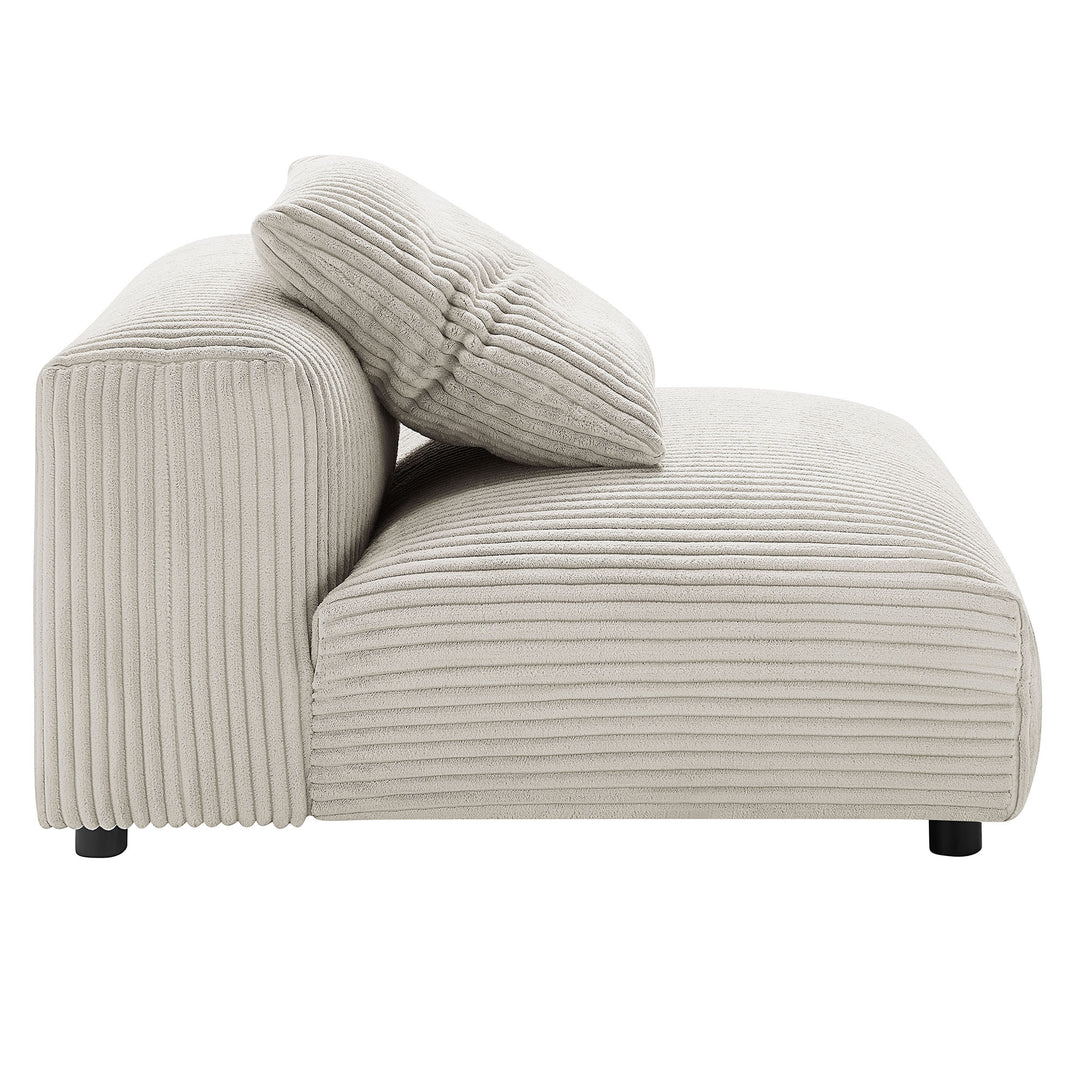 Serenity Modular Corduroy Upholstered Armless Chair and Ottoman Set