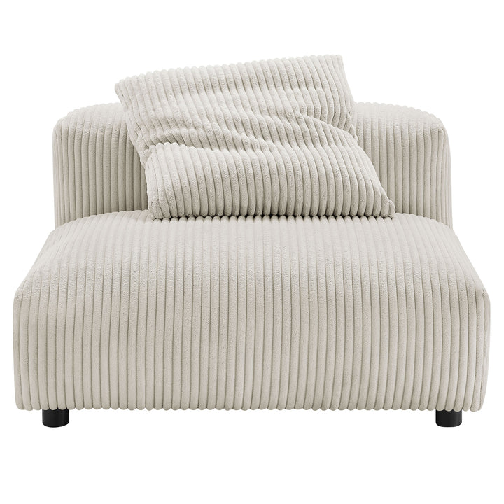 Serenity Modular Corduroy Upholstered Armless Chair and Ottoman Set