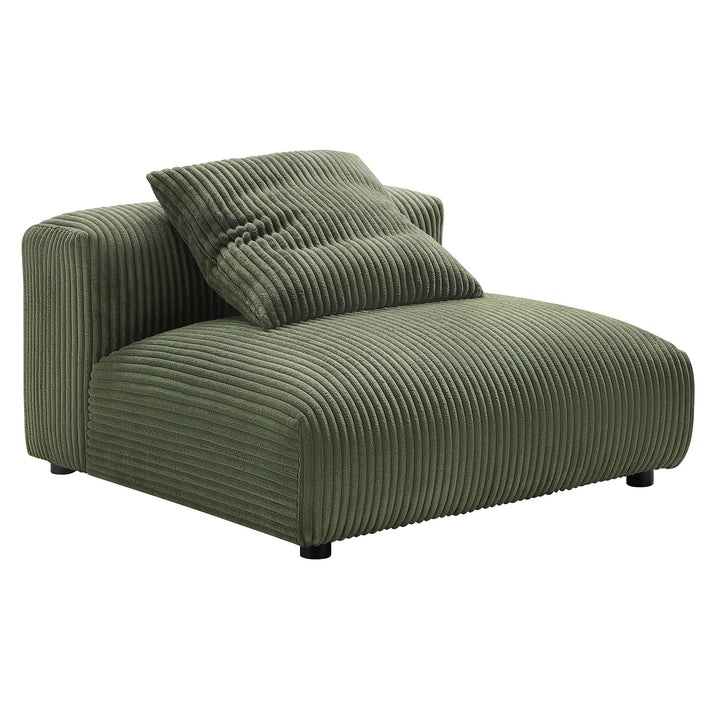 Serenity Modular Corduroy Upholstered Armless Chair and Ottoman Set