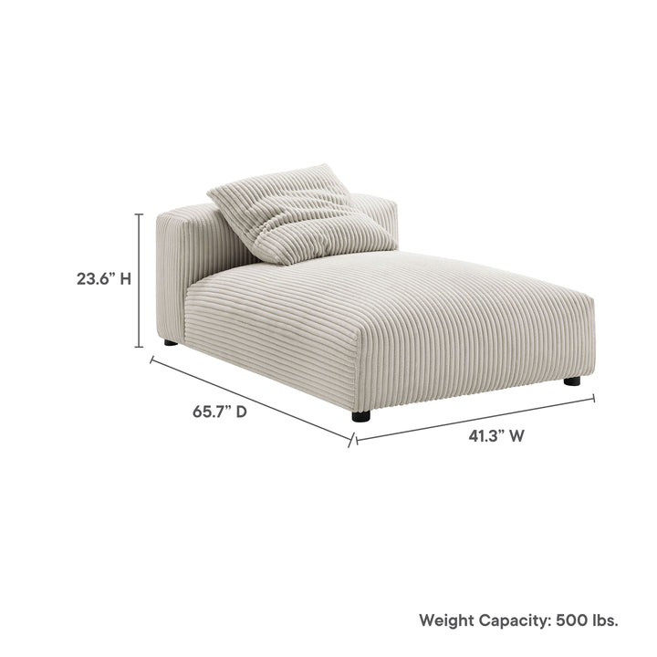 Serenity Modular Corduroy Upholstered Armless Chaise Lounge