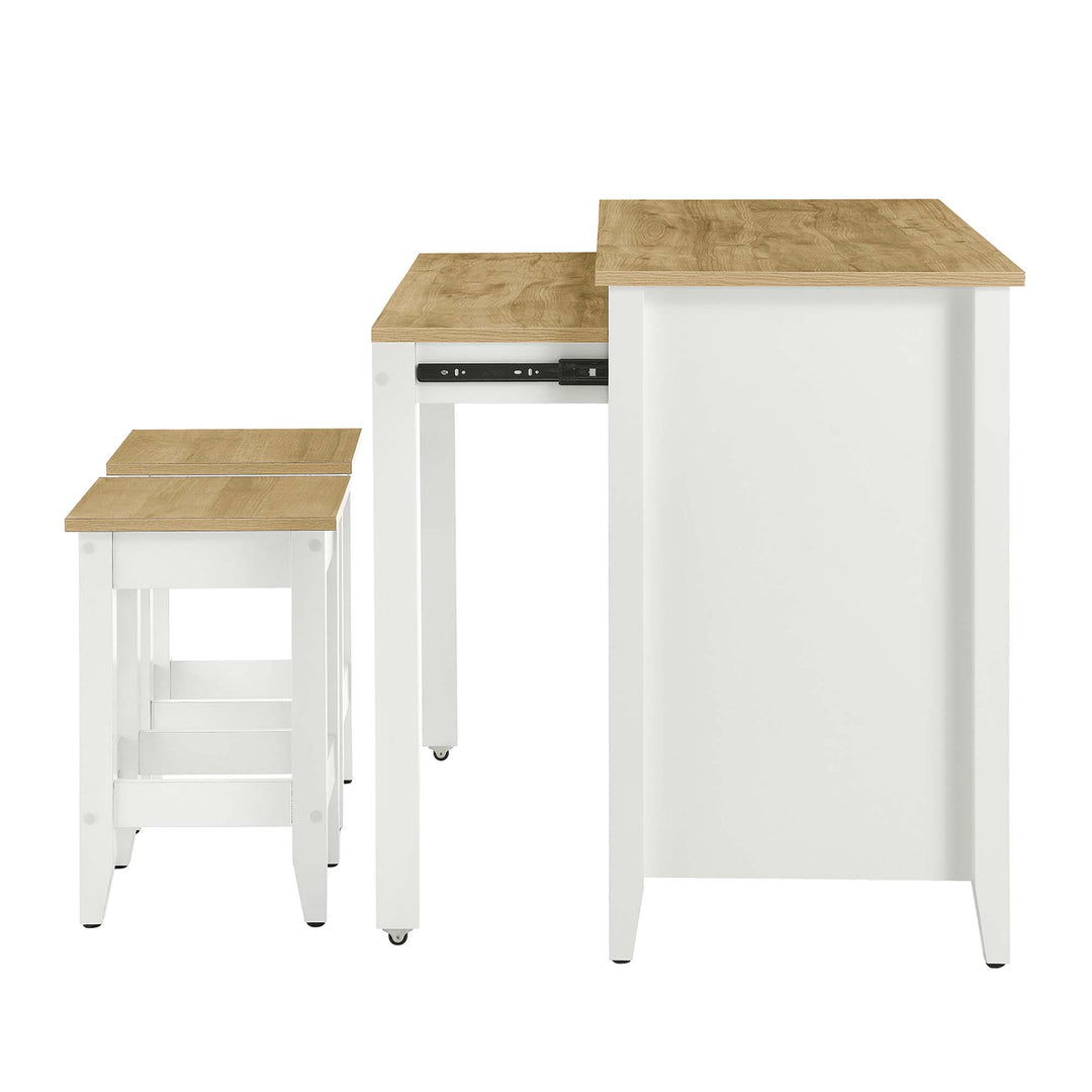 Granite 3-Piece Kitchen Island and Stool Set