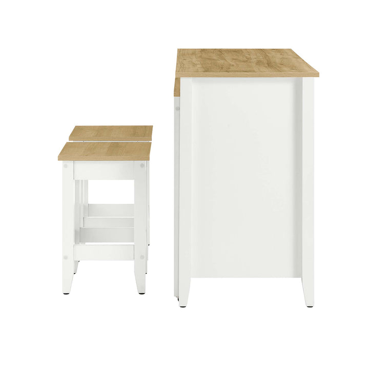 Farmhouse 3-Piece Kitchen Island and Stool Set