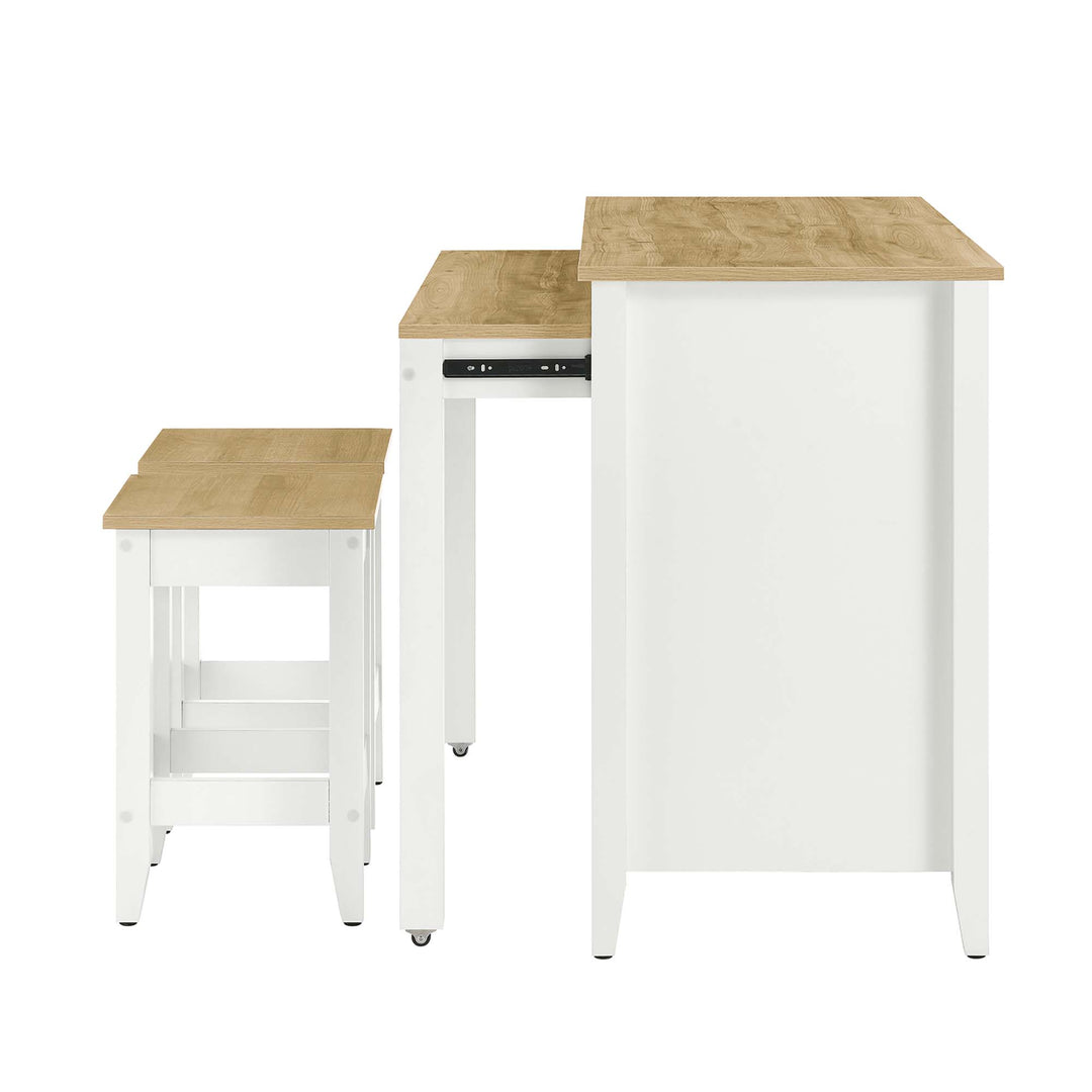 Farmhouse 3-Piece Kitchen Island and Stool Set