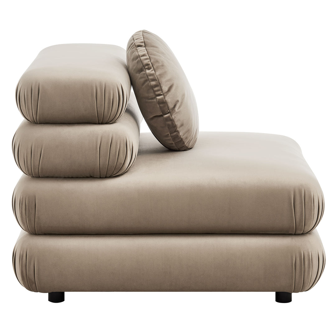 Billee Performance Velvet Armless Chair - Almond