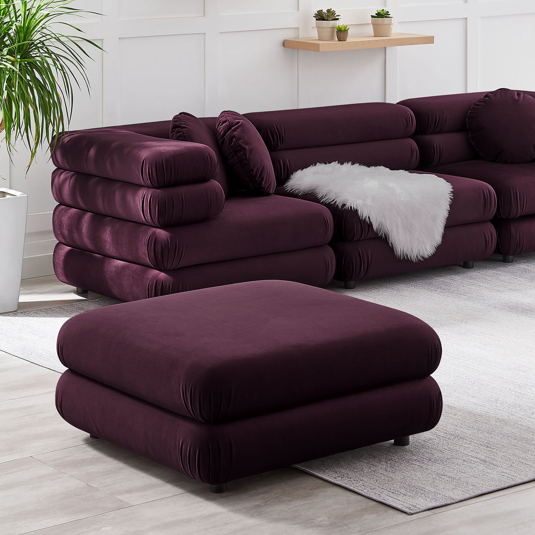 Billee Performance Velvet Ottoman - Almond