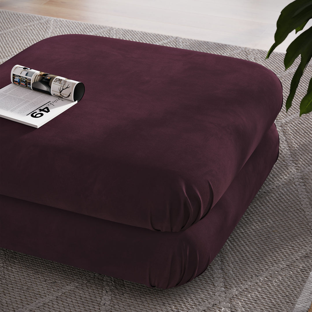 Billee Performance Velvet Ottoman - Almond