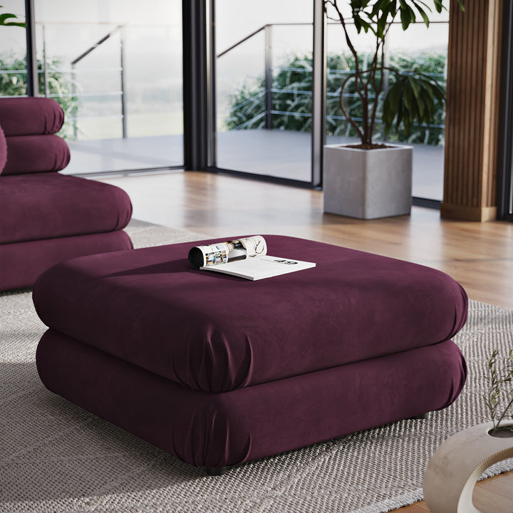 Billee Performance Velvet Ottoman - Almond