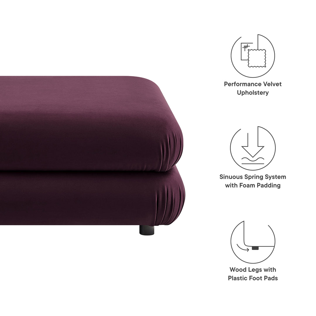 Billee Performance Velvet Ottoman - Almond