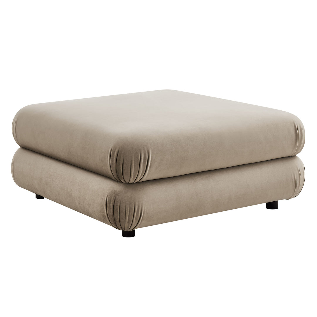 Billee Performance Velvet Ottoman - Almond