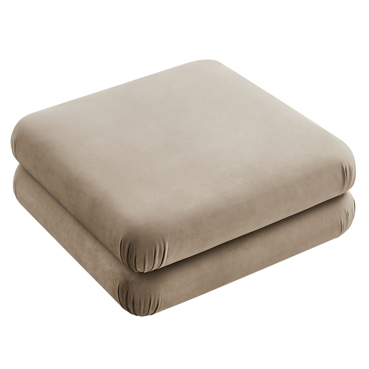 Billee Performance Velvet Ottoman - Almond