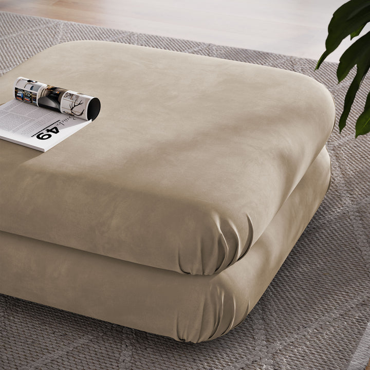 Billee Performance Velvet Ottoman - Almond