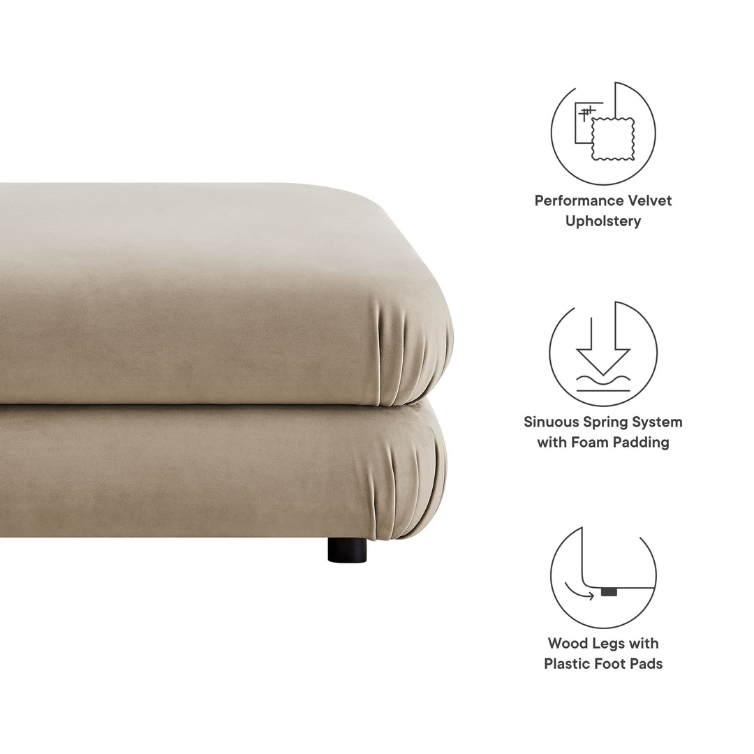 Billee Performance Velvet Ottoman - Almond