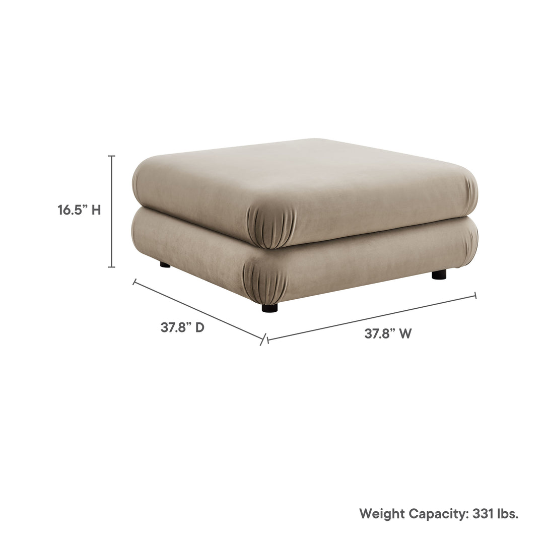 Billee Performance Velvet Ottoman - Almond