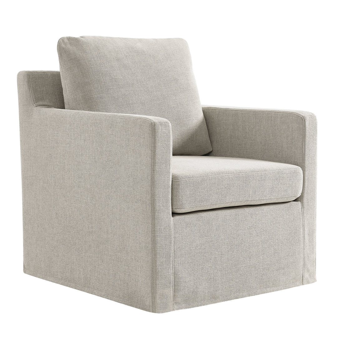 Sophisticated Linen Slipcovered Swivel Seat