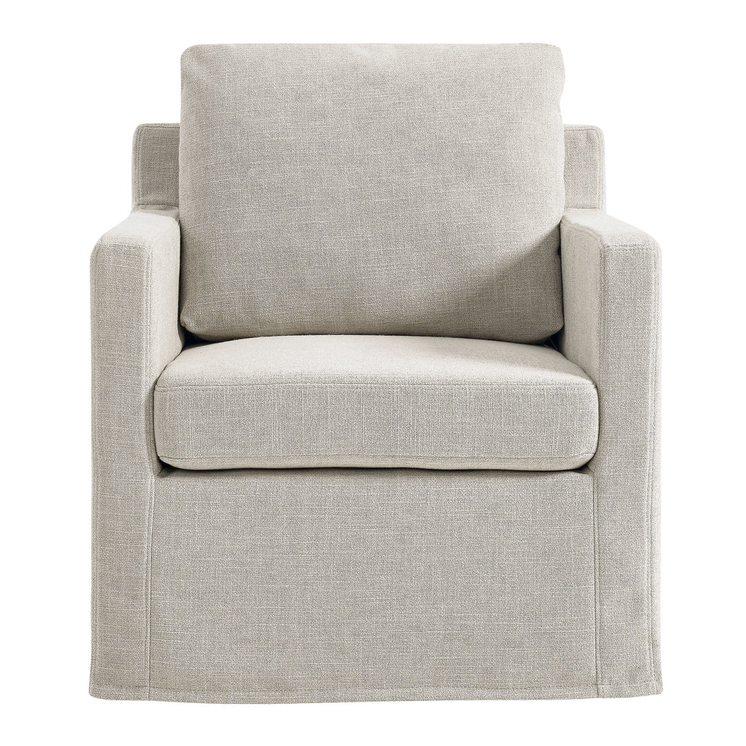 Sophisticated Linen Slipcovered Swivel Seat