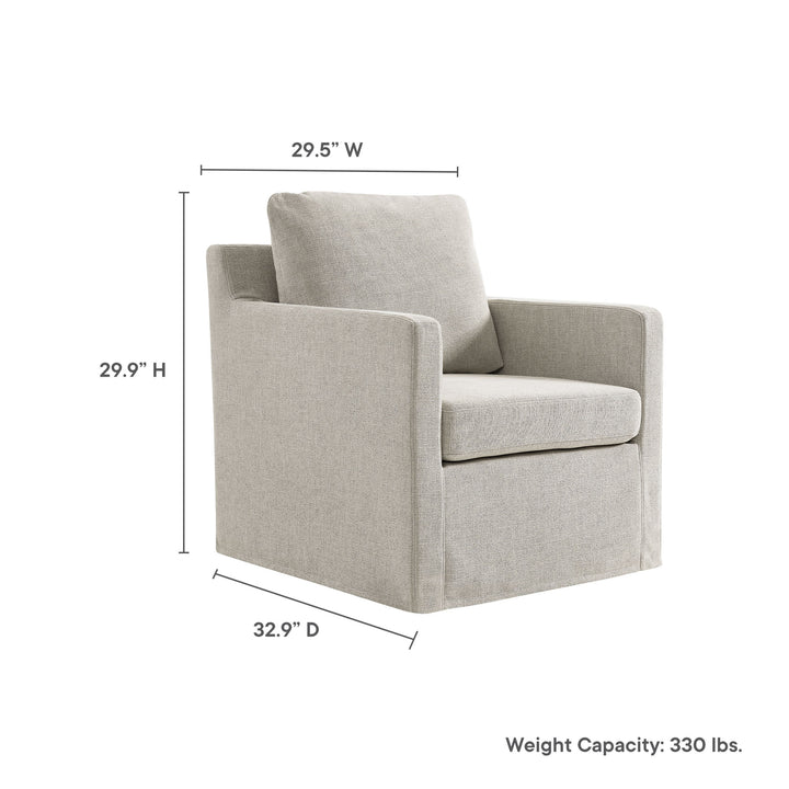 Sophisticated Linen Slipcovered Swivel Seat