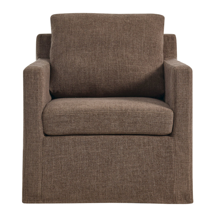 Sophisticated Linen Slipcovered Swivel Seat