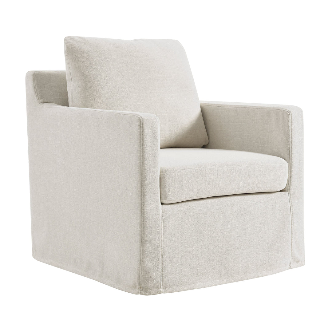 Sophisticated Linen Slipcovered Swivel Seat