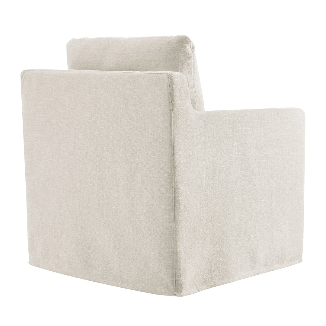 Sophisticated Linen Slipcovered Swivel Seat