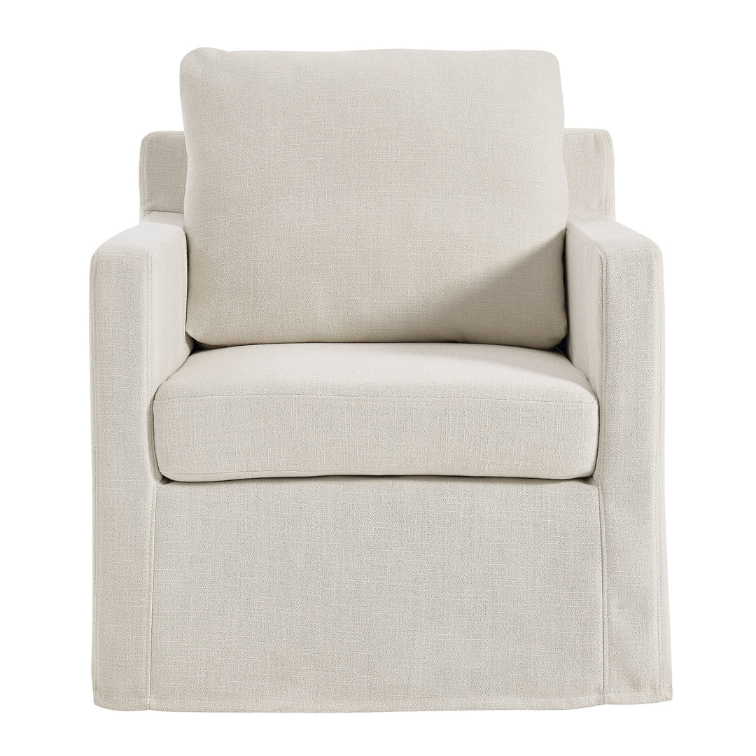 Sophisticated Linen Slipcovered Swivel Seat