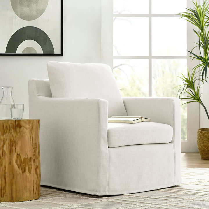 Sophisticated Linen Slipcovered Swivel Seat