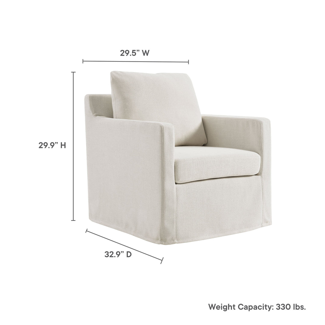 Sophisticated Linen Slipcovered Swivel Seat