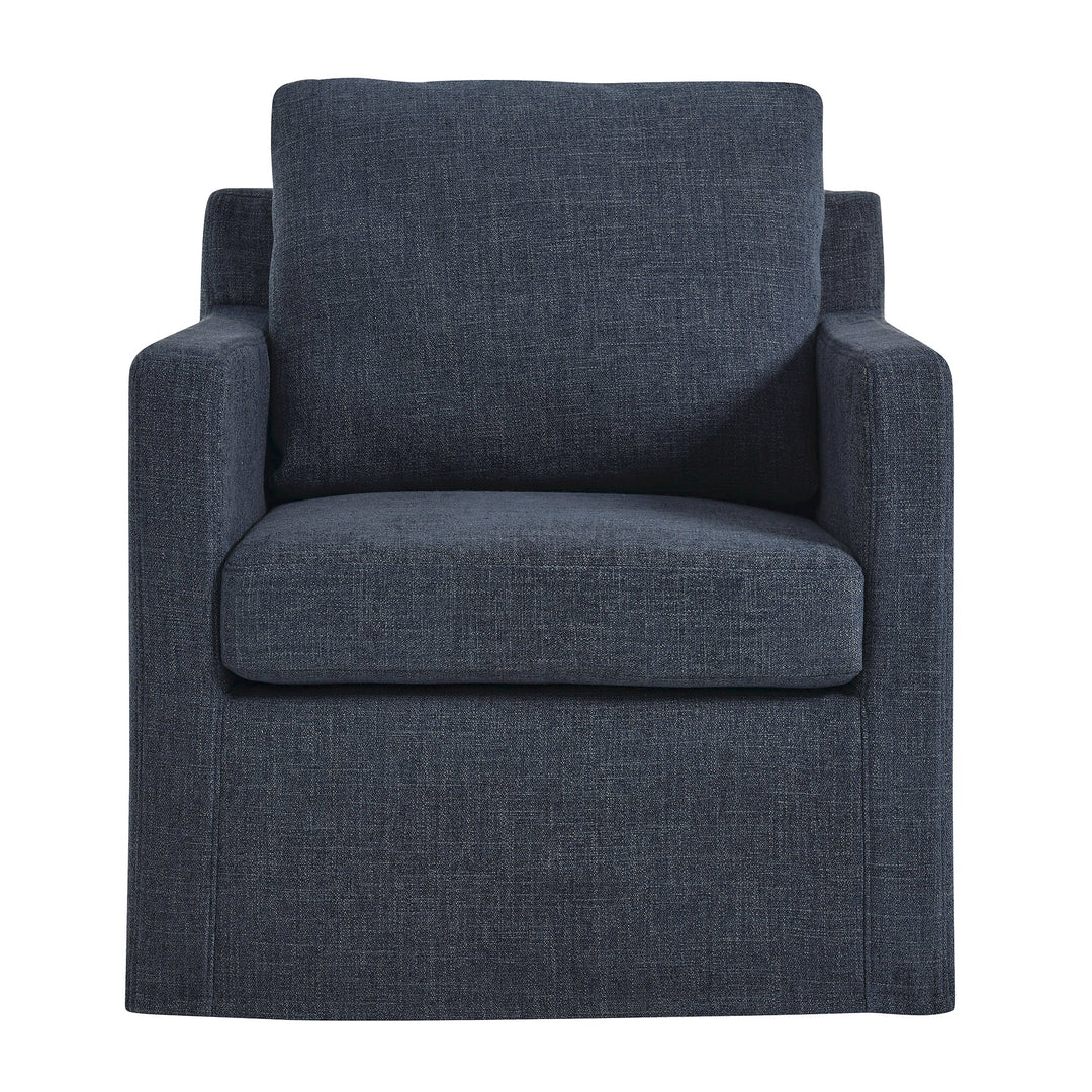 Sophisticated Linen Slipcovered Swivel Seat