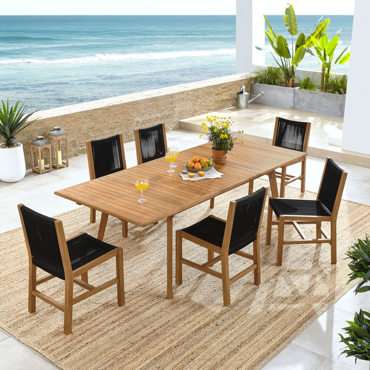 Vienna 7-Piece Outdoor Patio Teak and Rope Dining Set with Side Chairs