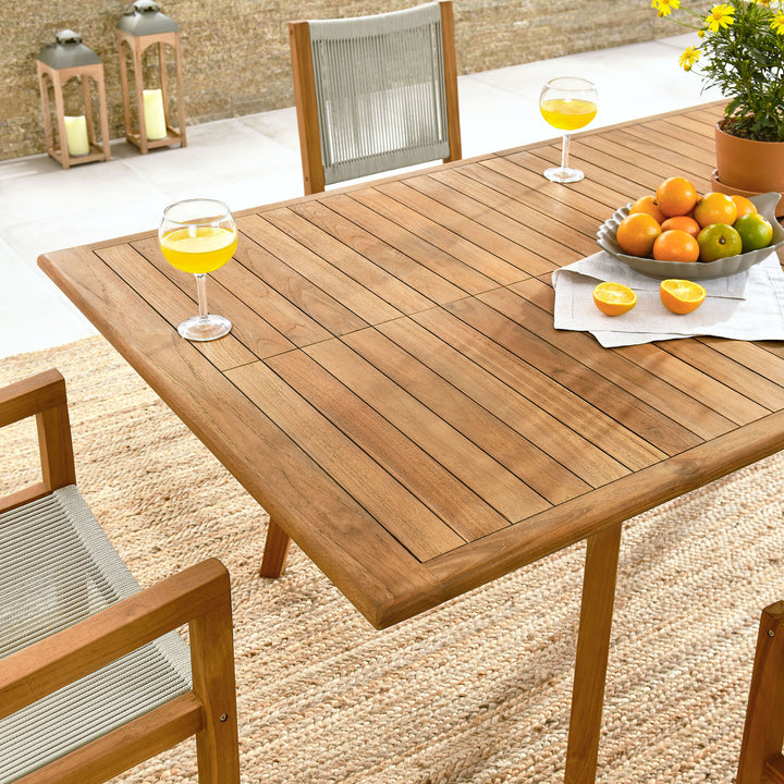 Valencia 7-Piece Outdoor Patio Teak and Rope Dining Set