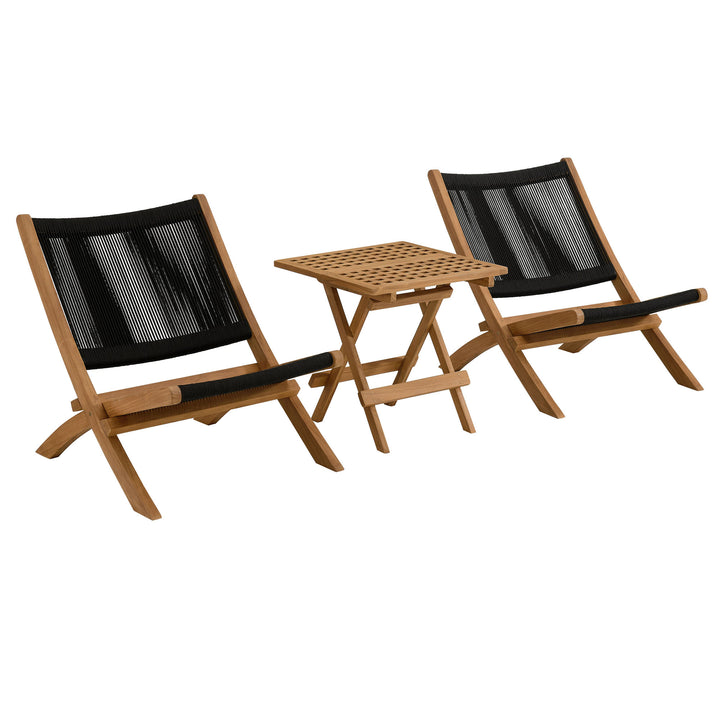 Vienna 3-Piece Veranda Vistas Teak and Rope Lounge Set