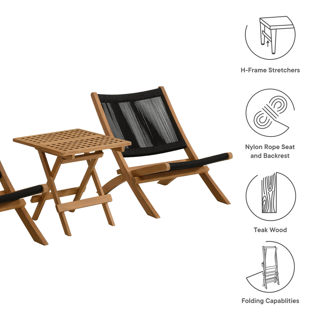 Vienna 3-Piece Veranda Vistas Teak and Rope Lounge Set