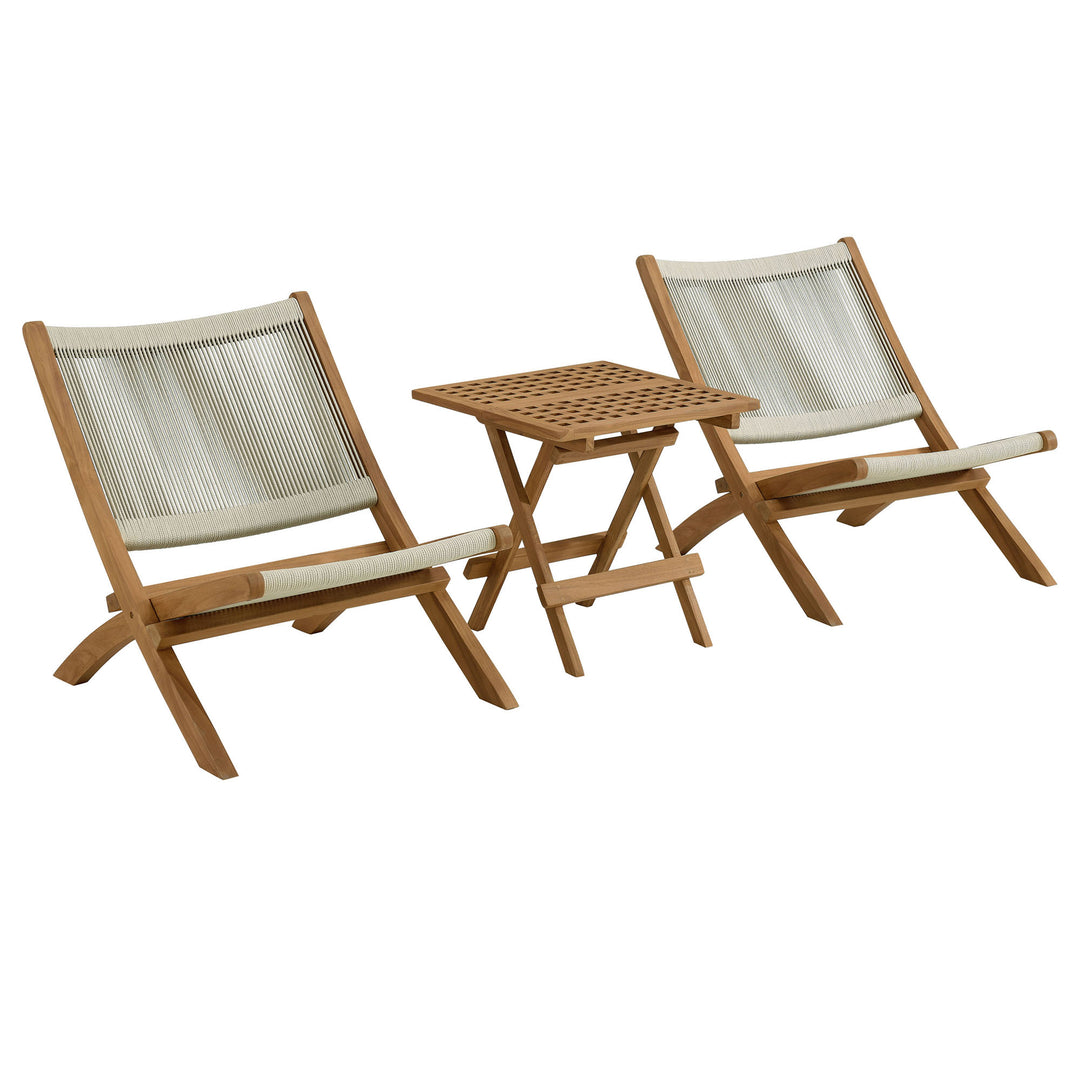 Vienna 3-Piece Veranda Vistas Teak and Rope Lounge Set