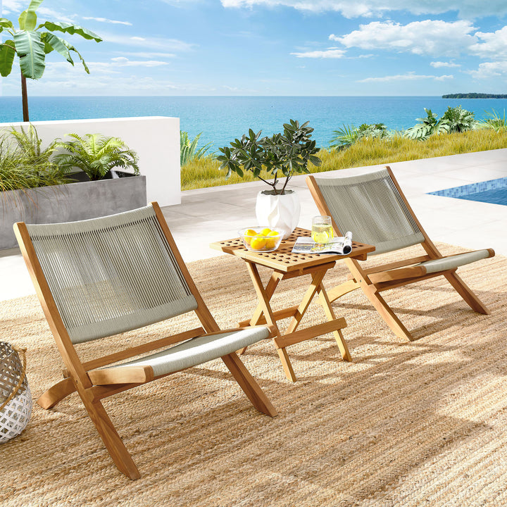 Vienna 3-Piece Veranda Vistas Teak and Rope Lounge Set