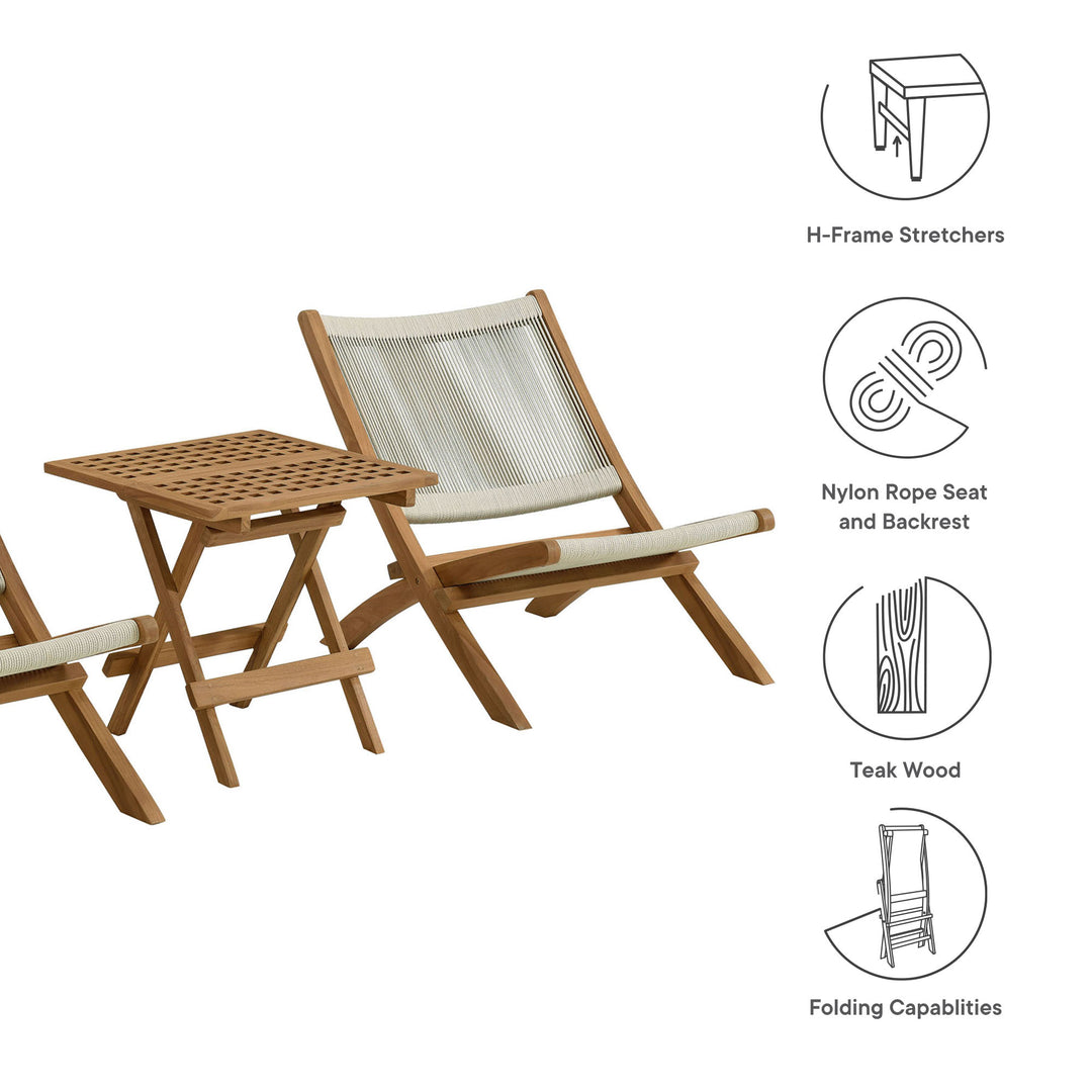 Vienna 3-Piece Veranda Vistas Teak and Rope Lounge Set